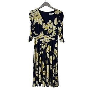 Eliza J Navy Blue Floral Print Dress